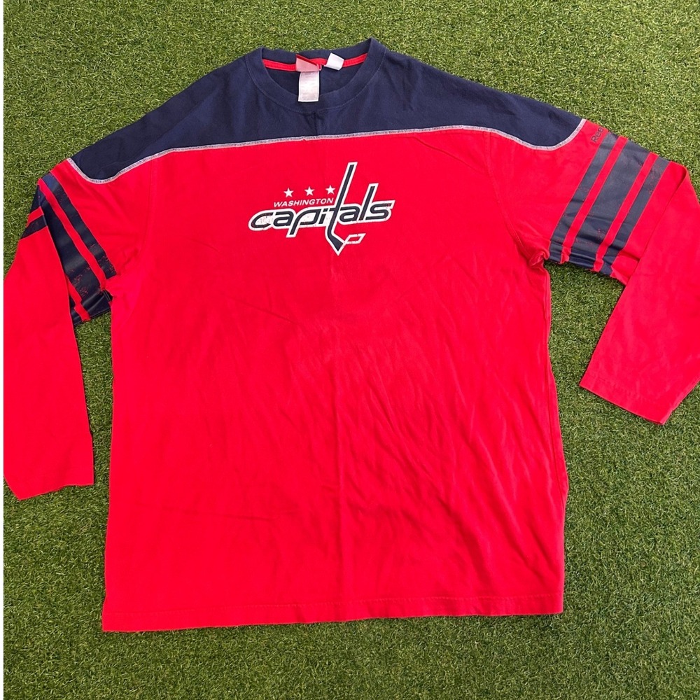 Washington Capitals Ovechkin 8 Long Sleeve Shirt Mens 2XL Red Navy NHL